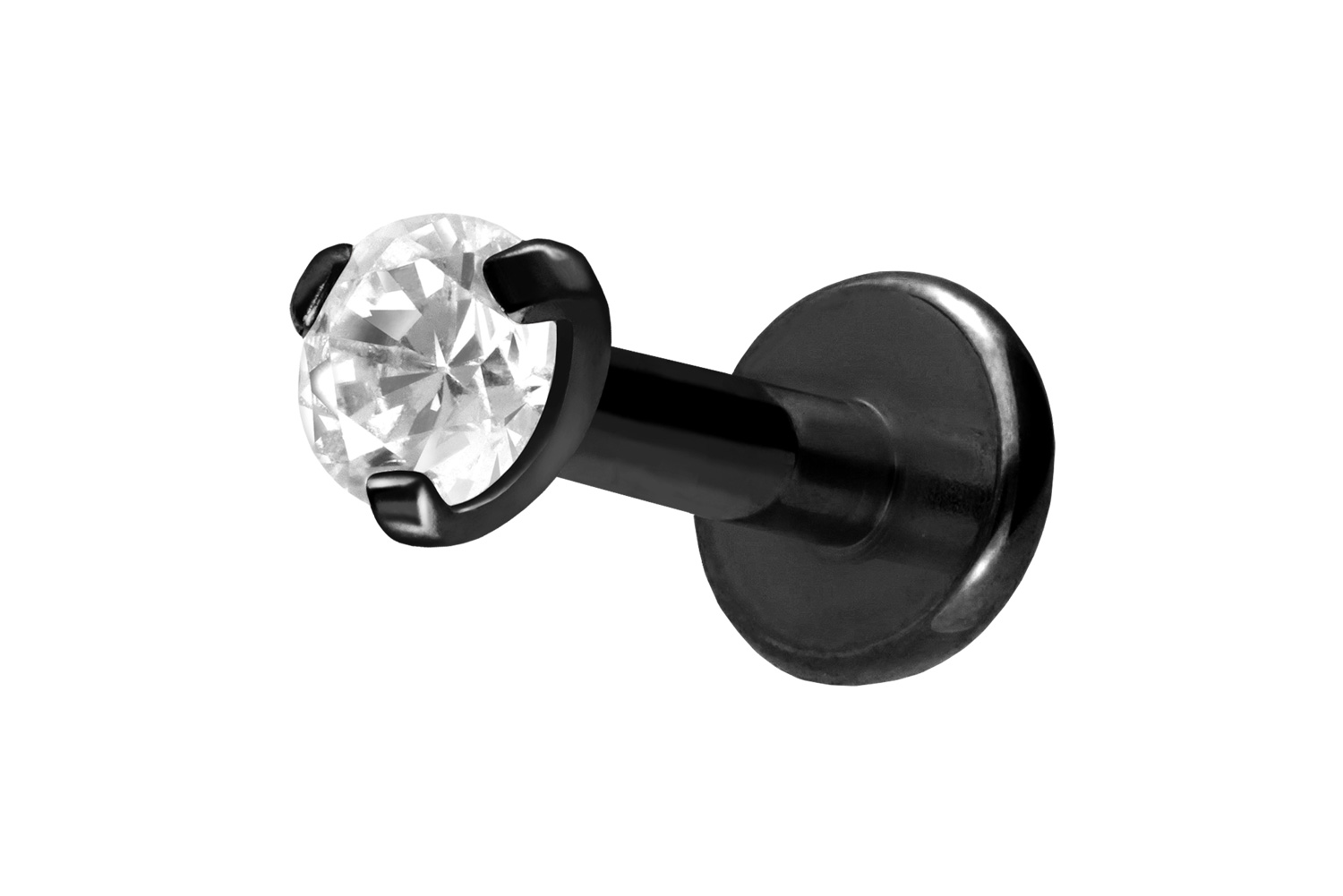 Titan Labret Piercing mit Innengewinde EINGEFASSTER KRISTALL